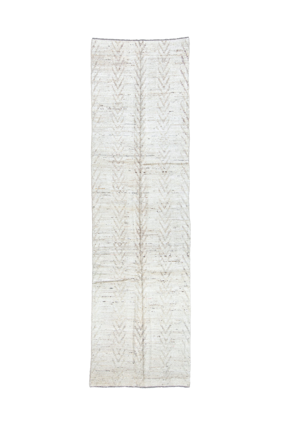 3' x 10' one-of-a-kind handmade vintage Tulu runner rug. Color palette: black, dark gray, gray, light blue, light gray