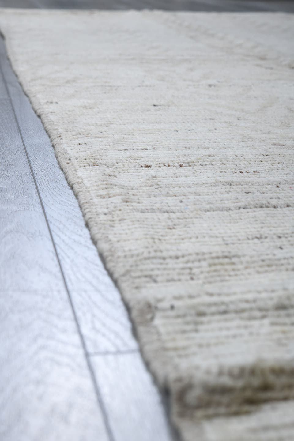 3' x 10' one-of-a-kind handmade vintage Tulu runner rug. Color palette: ivory, taupe, beige, gray