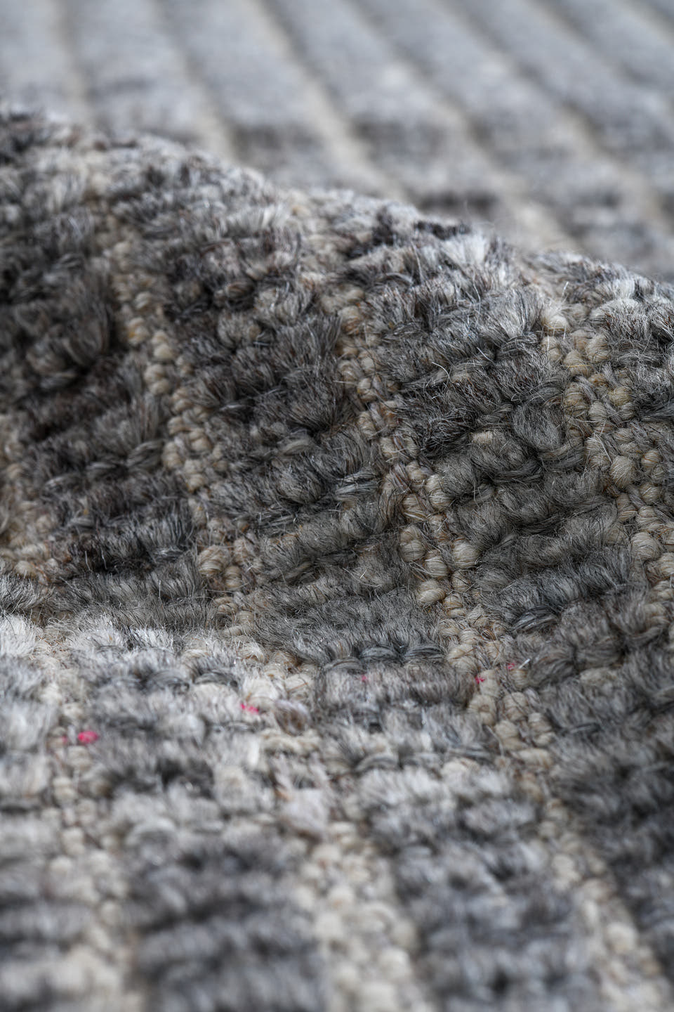 2' x 9' one-of-a-kind handmade vintage Tulu runner rug. Color palette: ivory, slate, gray, charcoal, black
