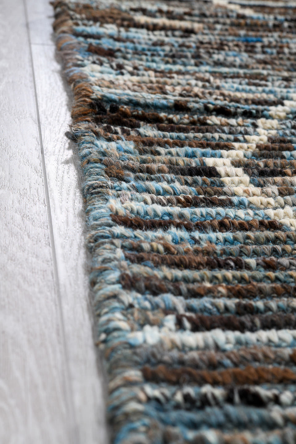 3' x 13' one-of-a-kind handmade vintage Tulu runner rug. Color palette: blue_gray, charcoal, ivory, slate, taupe, gray, blue