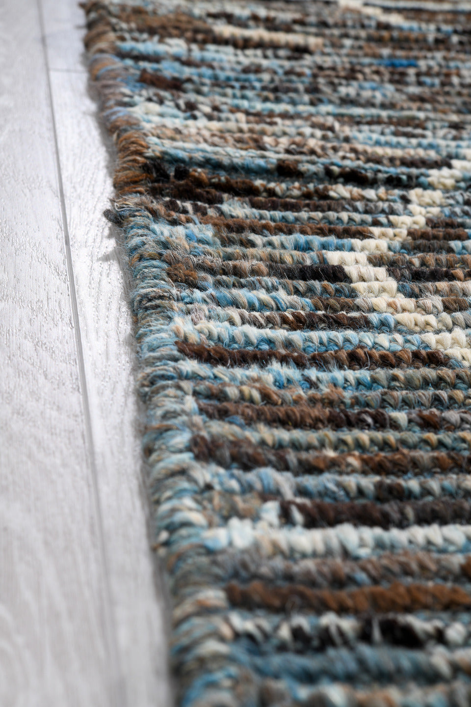 3' x 13' one-of-a-kind handmade vintage Tulu runner rug. Color palette: blue_gray, charcoal, ivory, slate, taupe, gray, blue