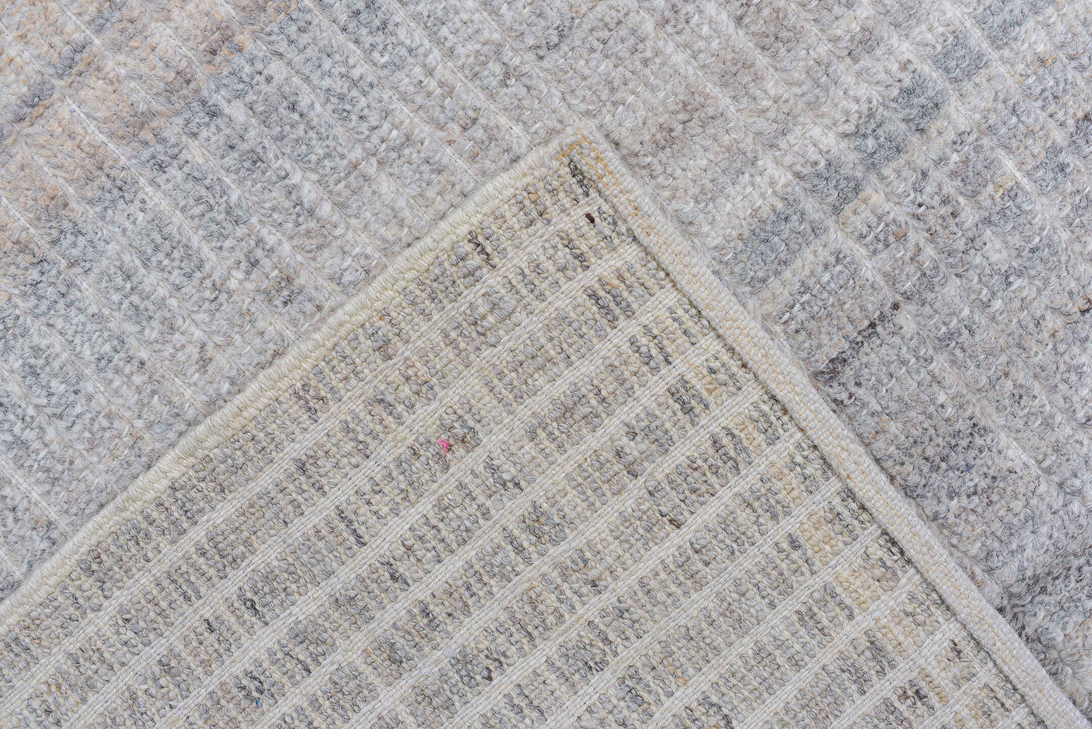 3' x 9' one-of-a-kind handmade vintage Tulu runner rug. Color palette: dark gray, dim gray, gainsboro, gray, light blue