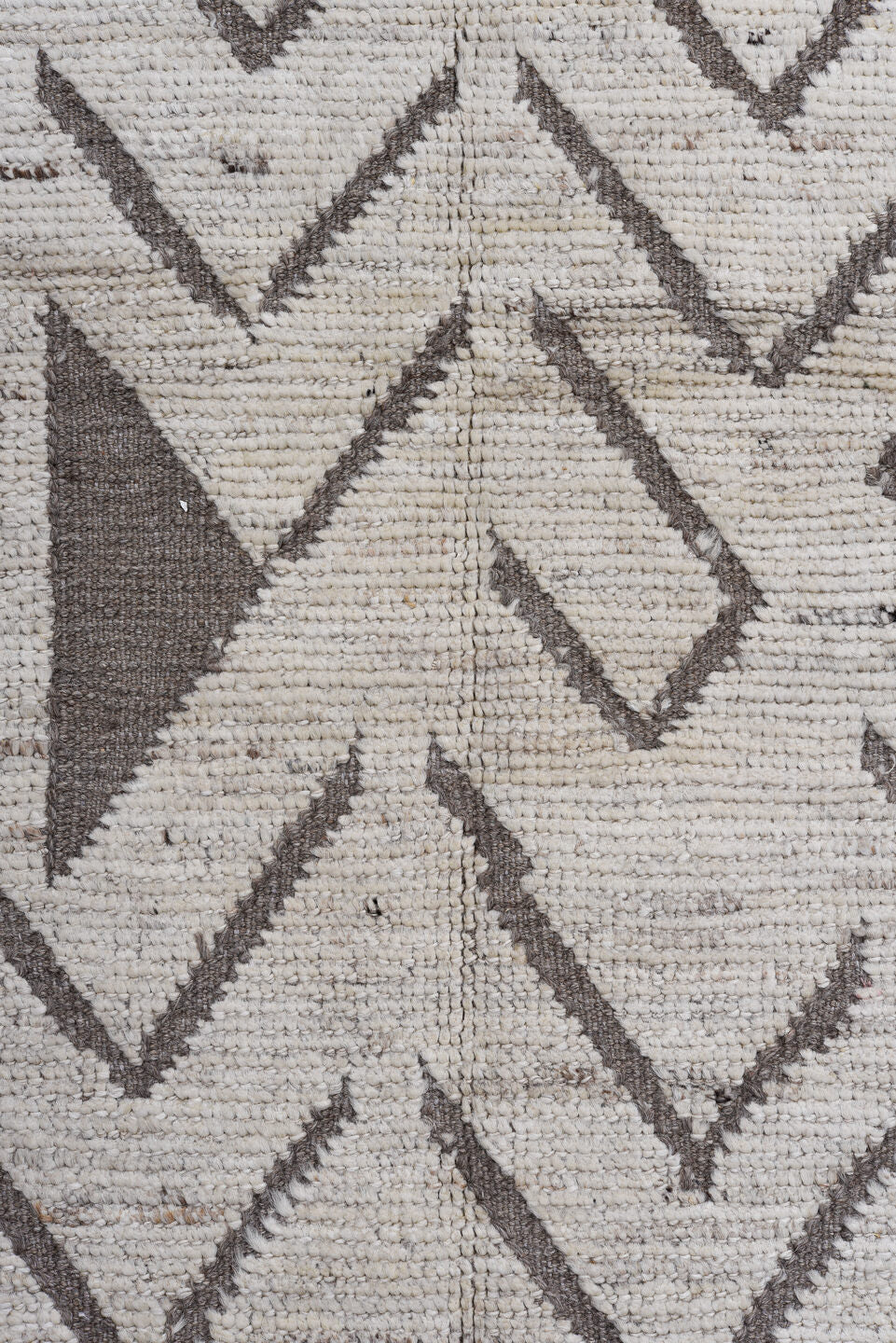 3' x 13' one-of-a-kind handmade vintage Tulu runner rug. Color palette: ivory, taupe, brown, camel, beige, gray