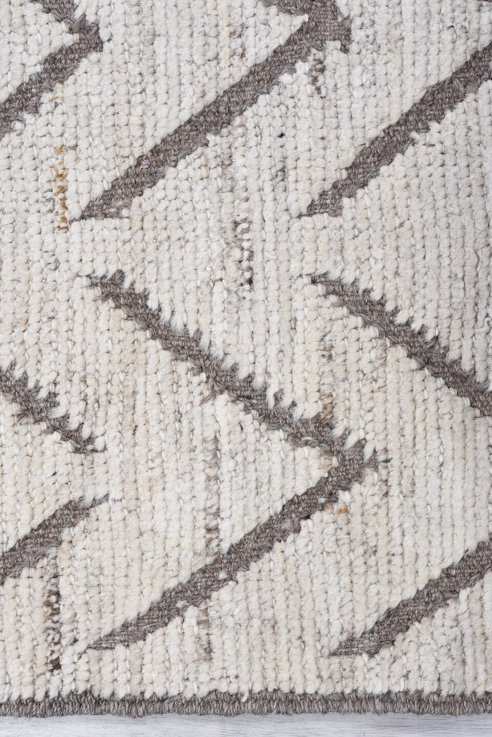 3' x 13' one-of-a-kind handmade vintage Tulu runner rug. Color palette: ivory, taupe, brown, camel, beige, gray