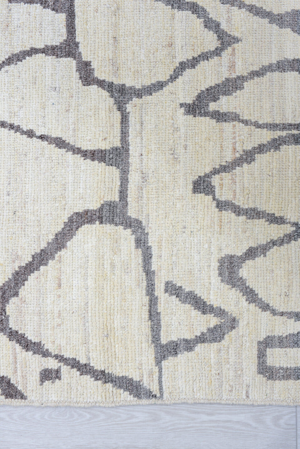 3' x 9' one-of-a-kind handmade vintage Tulu runner rug. Color palette: ivory, charcoal, gray, black