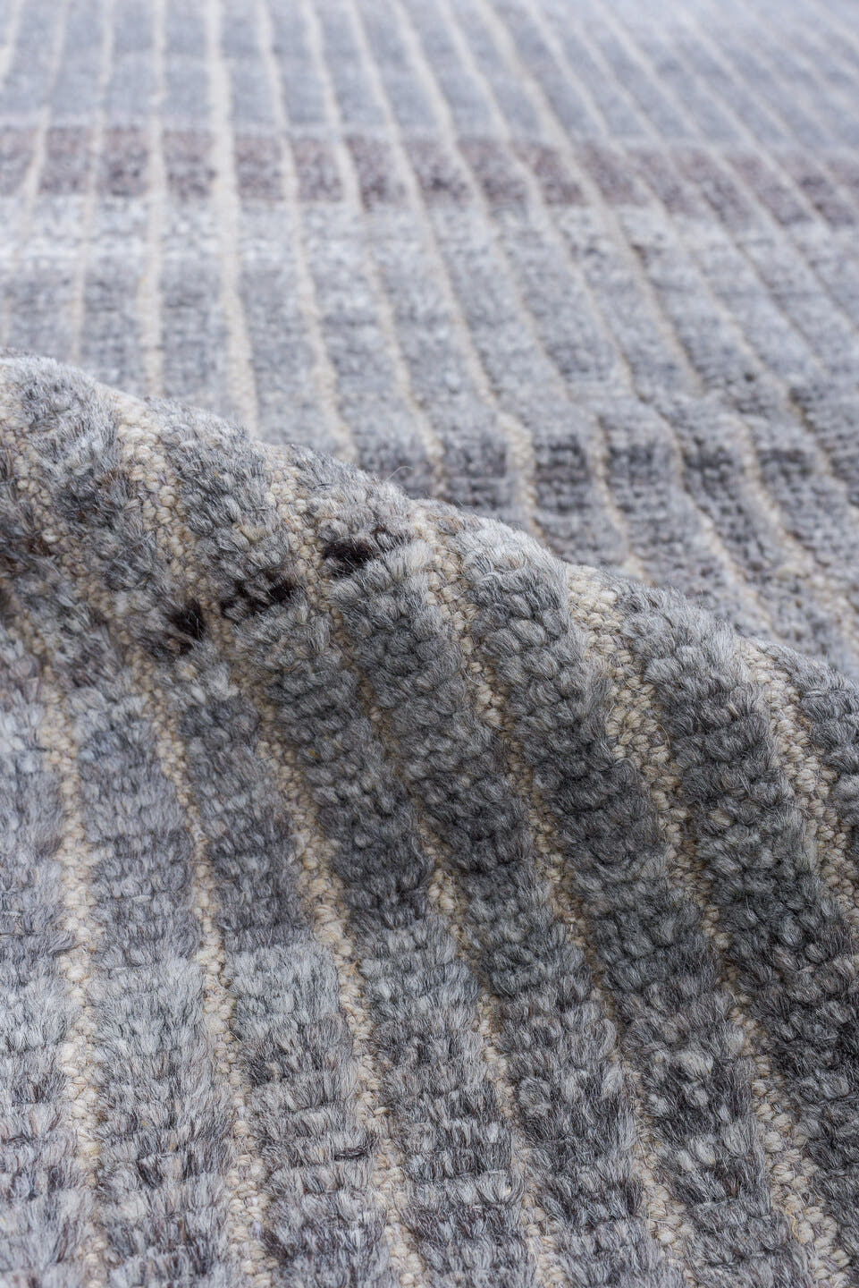 2' x 9' one-of-a-kind handmade vintage Tulu runner rug. Color palette: gray, ivory, charcoal, slate, black