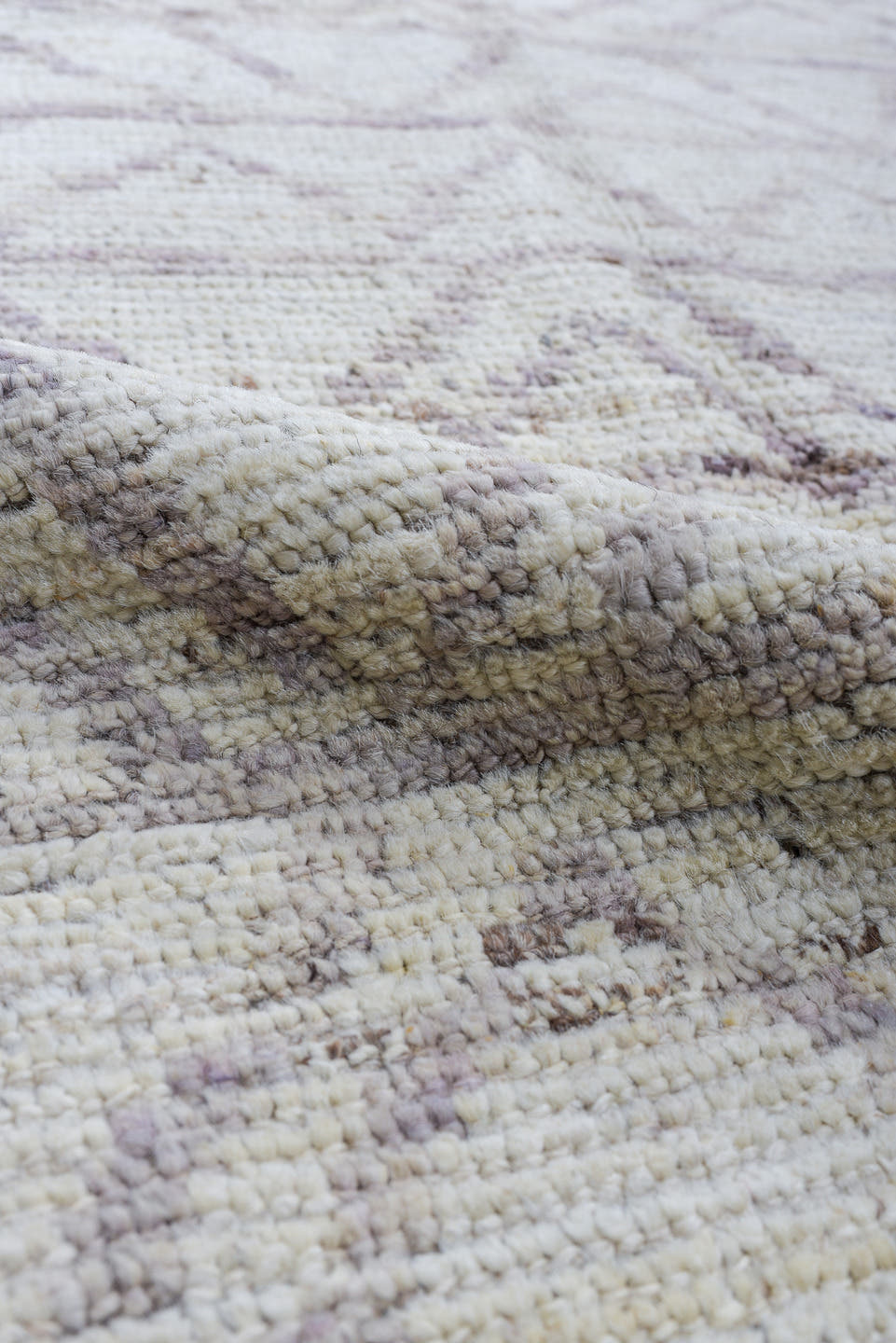 3' x 10' one-of-a-kind handmade vintage Tulu runner rug. Color palette: ivory, taupe, gray, cream, beige