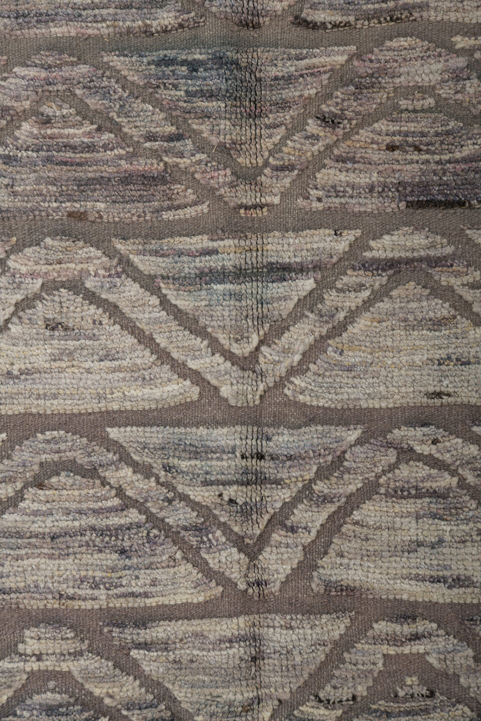2' x 10' one-of-a-kind handmade vintage Tulu runner rug. Color palette: taupe, ivory, charcoal, gray, beige, black