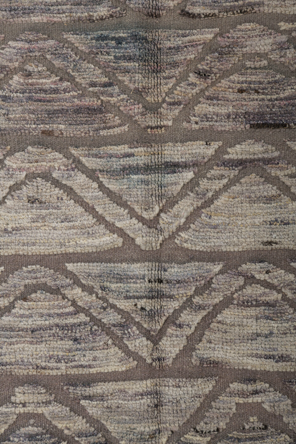 2' x 10' one-of-a-kind handmade vintage Tulu runner rug. Color palette: taupe, ivory, charcoal, gray, beige, black