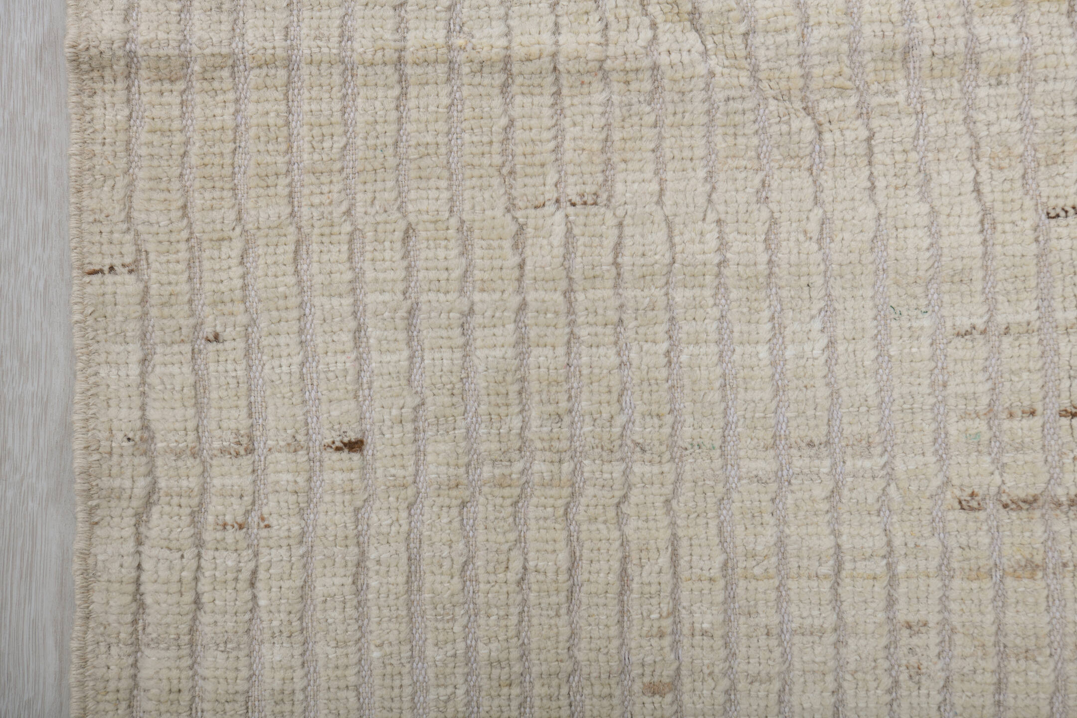 3' x 10' one-of-a-kind handmade vintage Tulu runner rug. Color palette: ivory, cream, taupe, charcoal, beige, gray, black