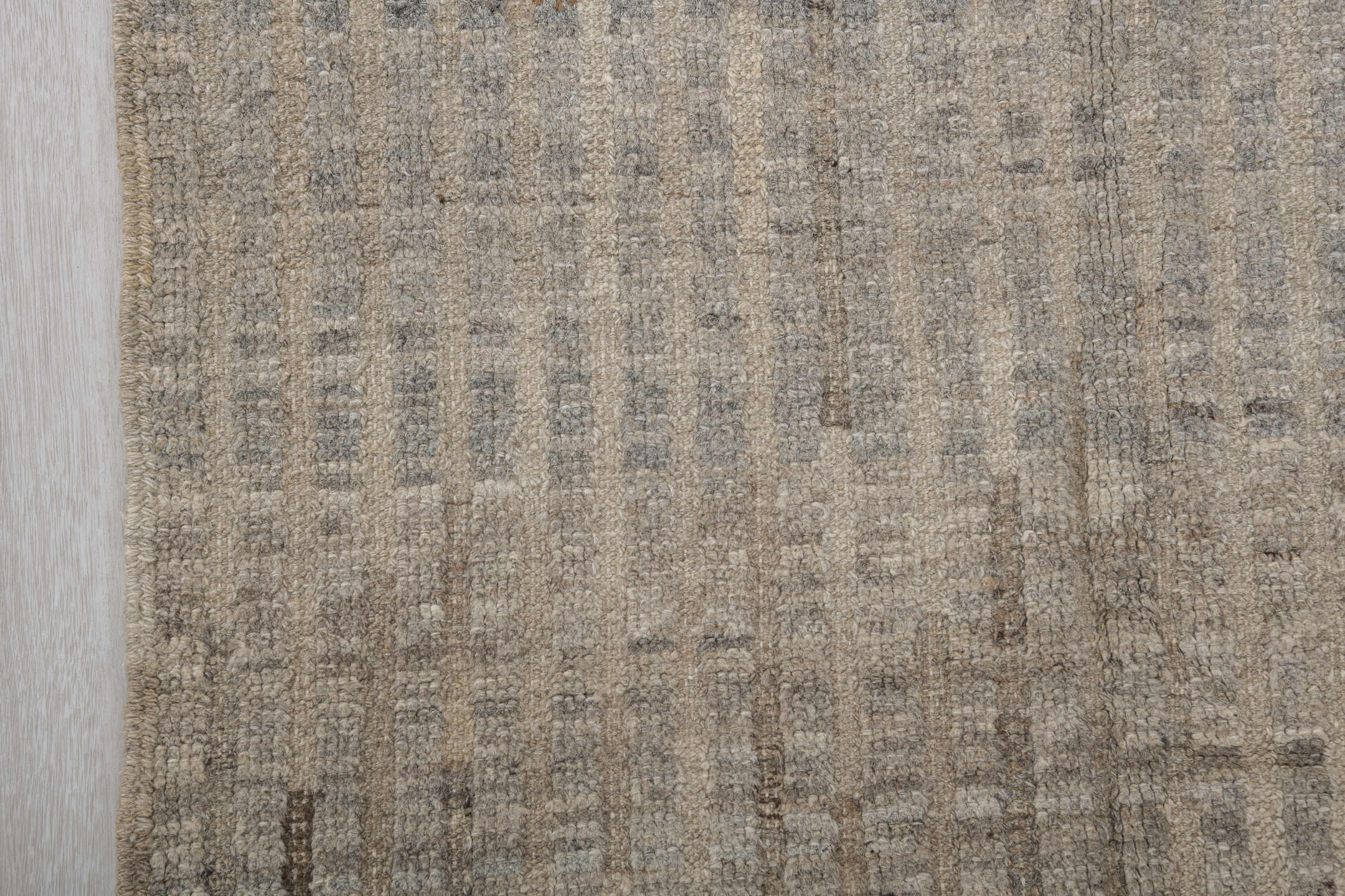 3' x 9' one-of-a-kind handmade vintage Tulu runner rug. Color palette: ivory, taupe, gray, charcoal, beige, black