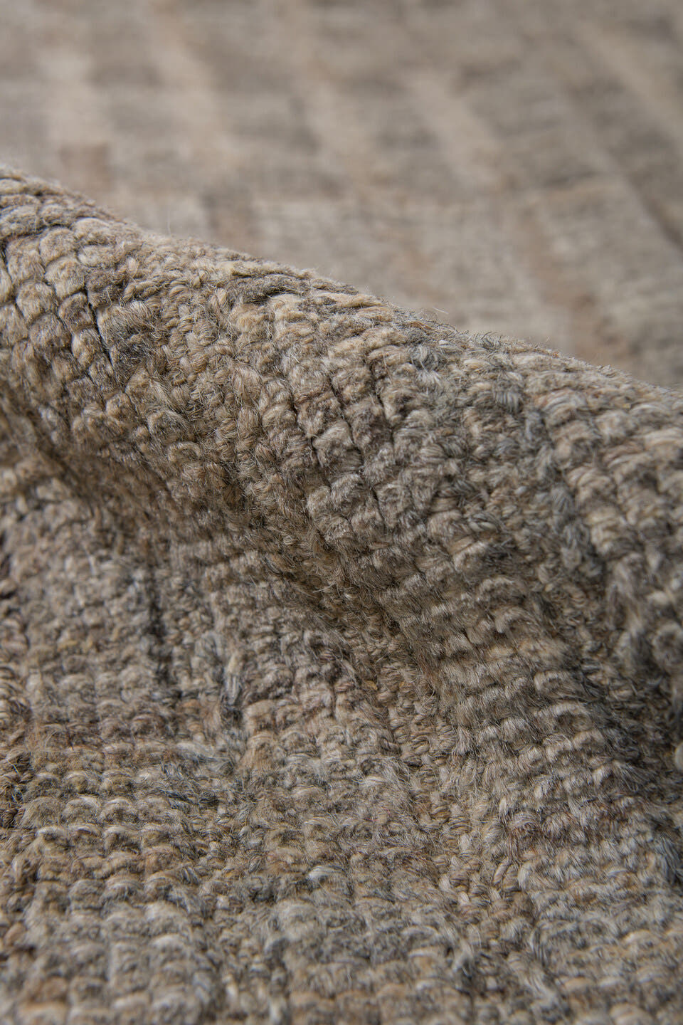 3' x 9' one-of-a-kind handmade vintage Tulu runner rug. Color palette: ivory, taupe, gray, charcoal, beige, black