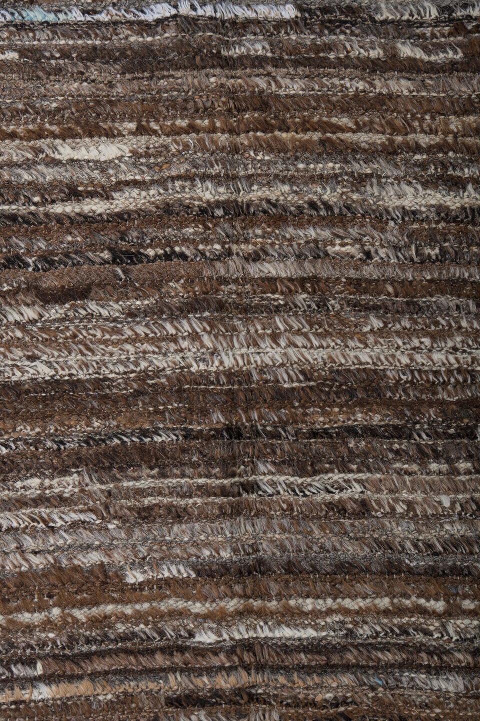 3' x 10' one-of-a-kind handmade vintage Tulu runner rug. Color palette: brown, ivory, taupe, camel, charcoal, beige, gray