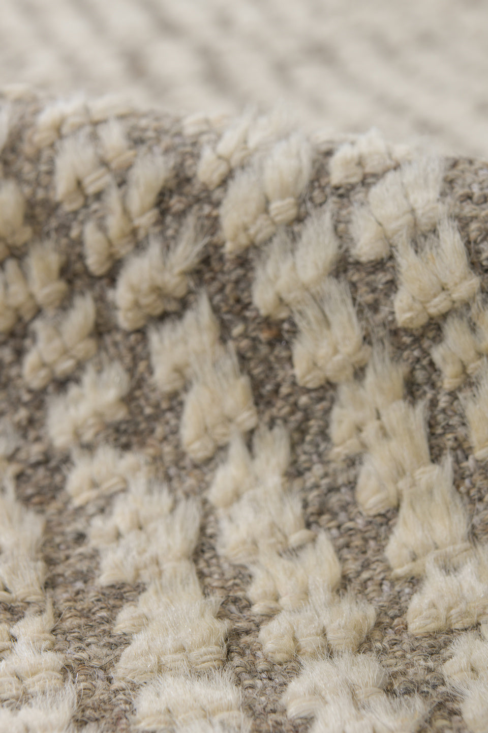 2' x 12' one-of-a-kind handmade vintage Tulu runner rug. Color palette: ivory, taupe, cream, light gray, beige, gray