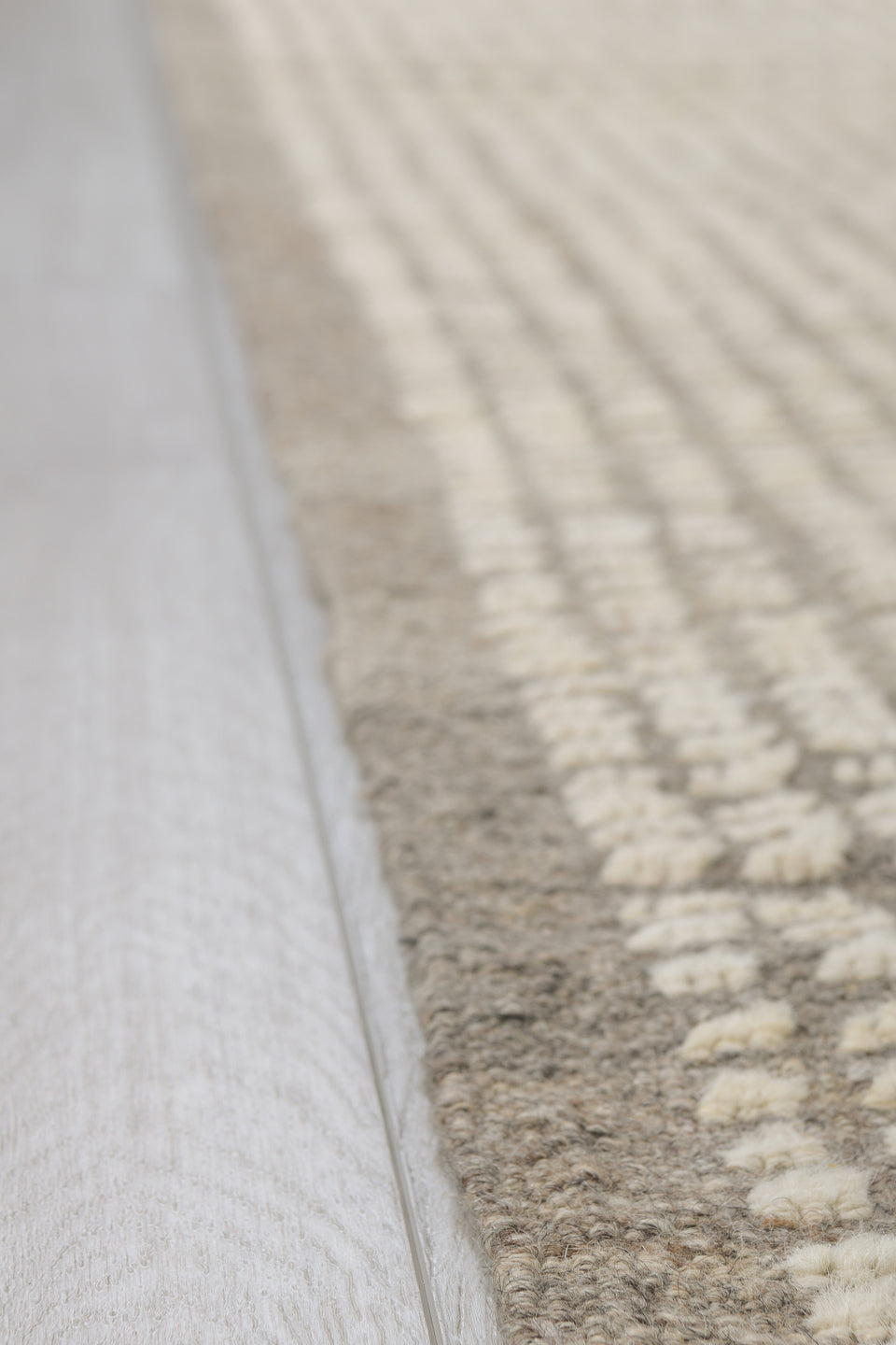 2' x 12' one-of-a-kind handmade vintage Tulu runner rug. Color palette: ivory, taupe, cream, light gray, beige, gray