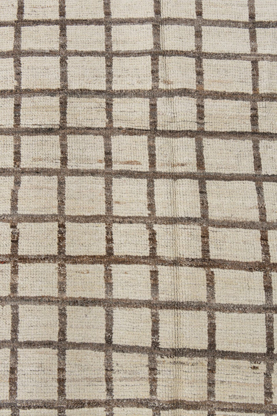3' x 11' one-of-a-kind handmade vintage Tulu runner rug. Color palette: ivory, taupe, brown, beige, gray