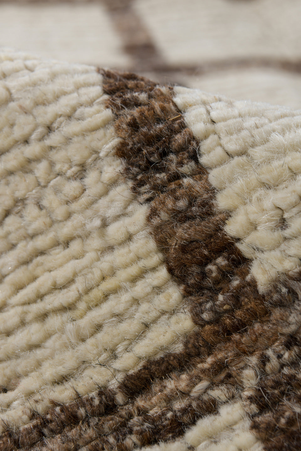 3' x 11' one-of-a-kind handmade vintage Tulu runner rug. Color palette: ivory, taupe, brown, beige, gray
