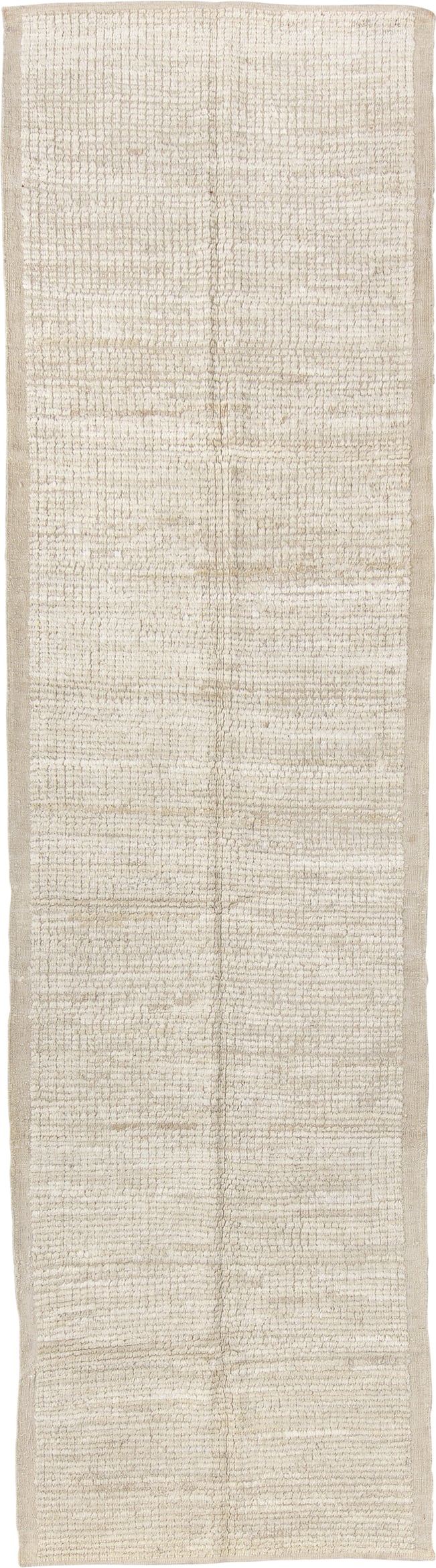 3' x 11' one-of-a-kind handmade vintage Tulu runner rug. Color palette: ivory, cream, beige, taupe, gray