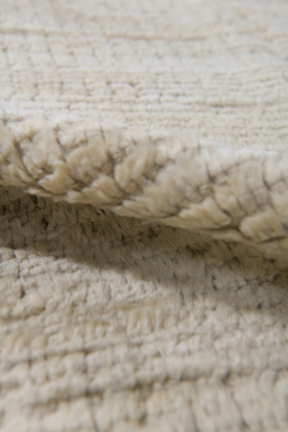 3' x 11' one-of-a-kind handmade vintage Tulu runner rug. Color palette: ivory, cream, beige, taupe, gray