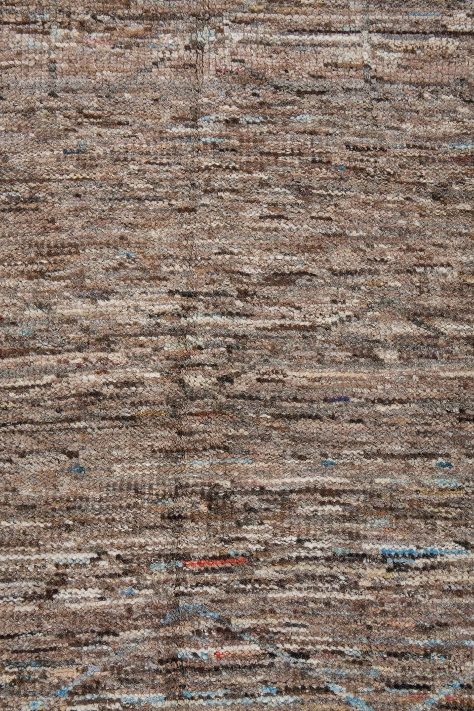 3' x 10' one-of-a-kind handmade vintage Tulu runner rug. Color palette: taupe, ivory, brown, camel, pale blue, beige, gray