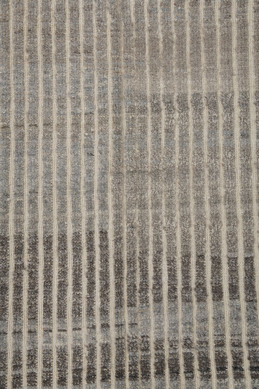 3' x 9' one-of-a-kind handmade vintage Tulu runner rug. Color palette: ivory, charcoal, gray, taupe, black, beige