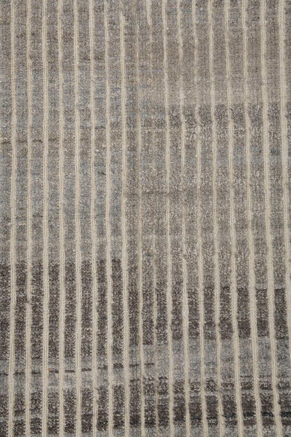 3' x 9' one-of-a-kind handmade vintage Tulu runner rug. Color palette: ivory, charcoal, gray, taupe, black, beige