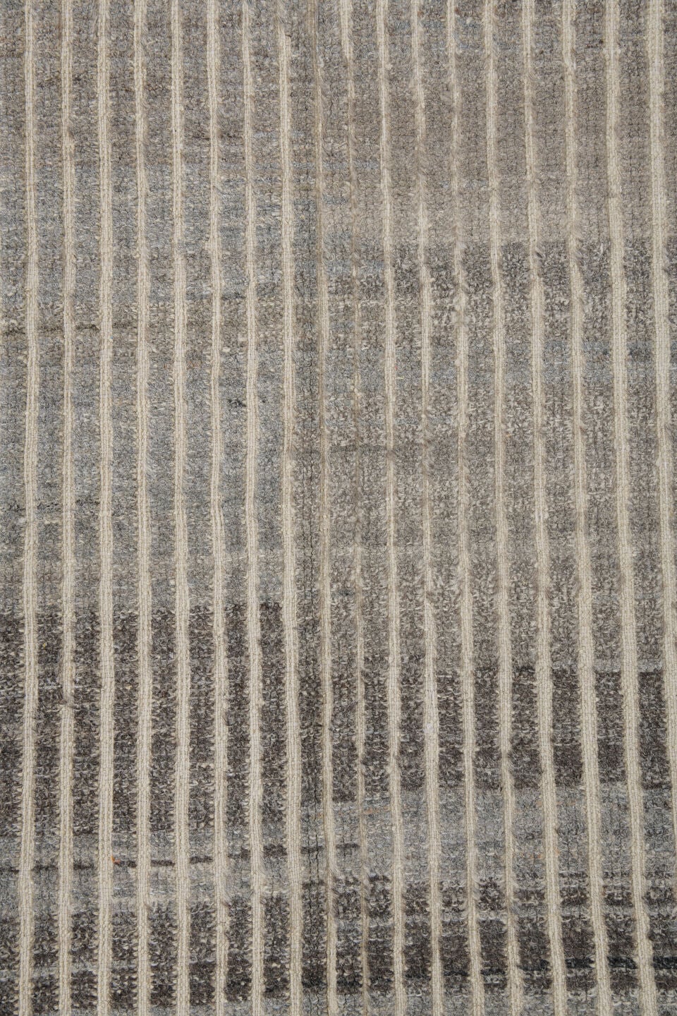 3' x 9' one-of-a-kind handmade vintage Tulu runner rug. Color palette: ivory, charcoal, gray, taupe, black, beige