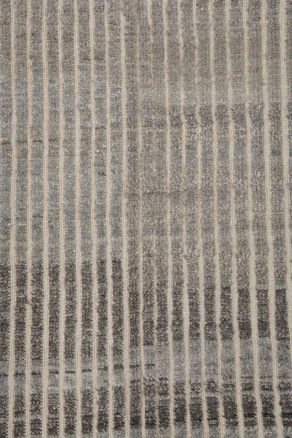 3' x 9' one-of-a-kind handmade vintage Tulu runner rug. Color palette: black, charcoal, dark gray, dim gray, gray