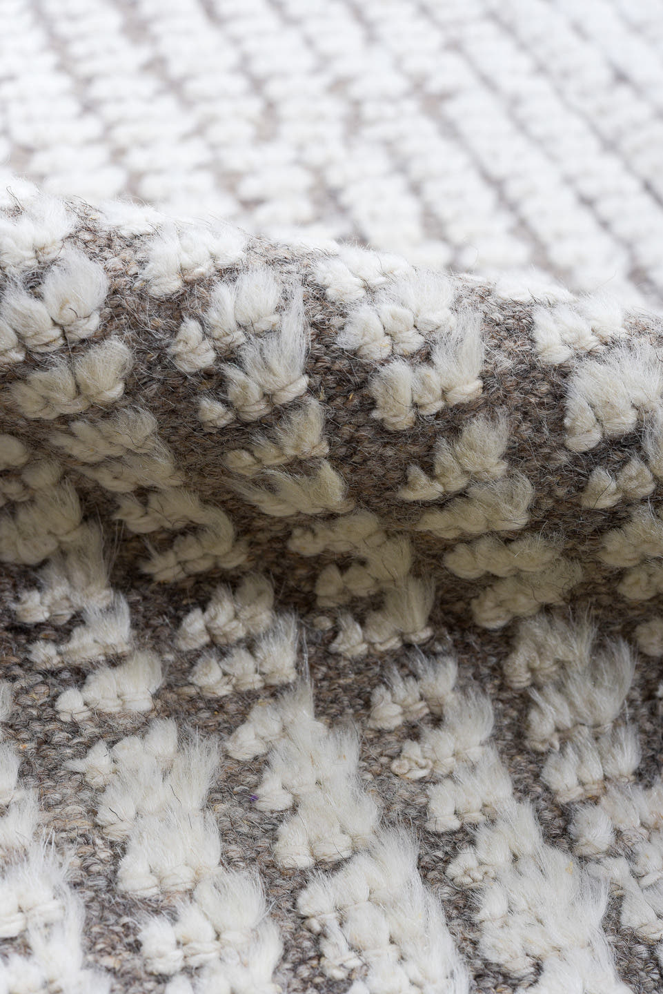 3' x 10' one-of-a-kind handmade vintage Tulu runner rug. Color palette: ivory, charcoal, taupe, gray, black, beige