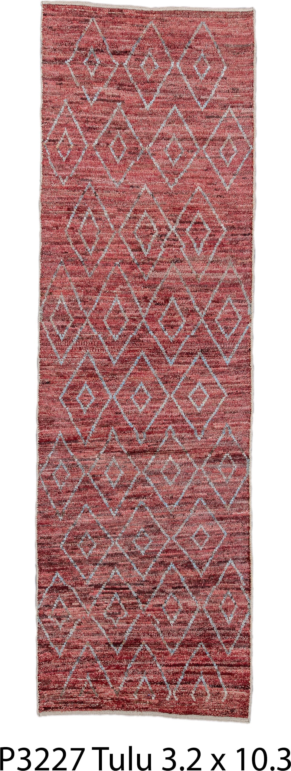 3' x 10' one-of-a-kind handmade vintage Tulu runner rug. Color palette: rose, terracotta, ivory, crimson, taupe, pink, red