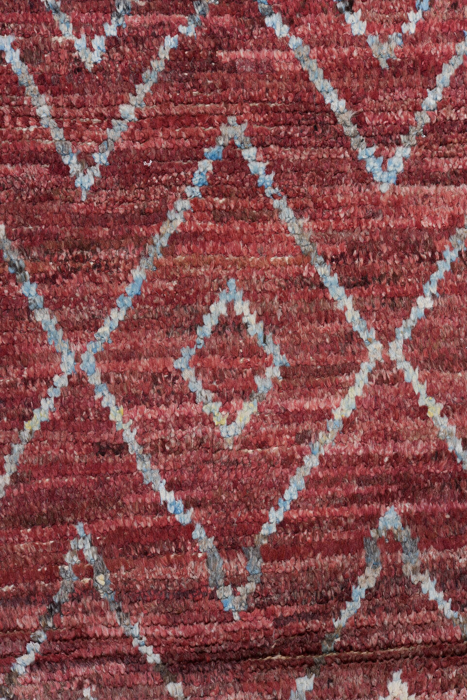 3' x 10' one-of-a-kind handmade vintage Tulu runner rug. Color palette: rose, terracotta, ivory, crimson, taupe, pink, red