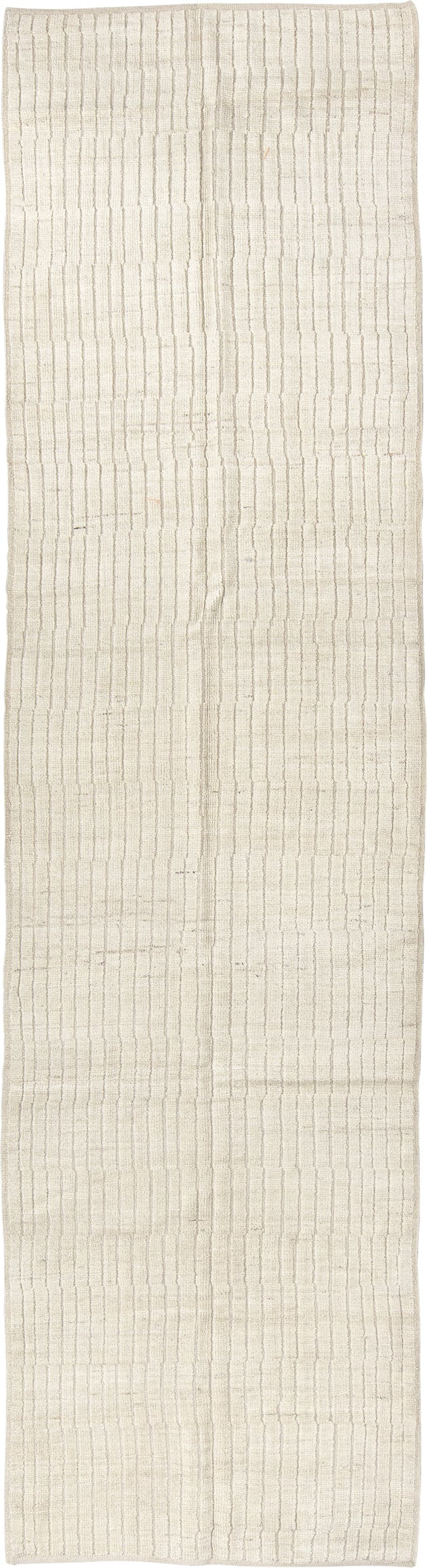 3' x 11' one-of-a-kind handmade vintage Tulu runner rug. Color palette: ivory, cream, beige, taupe, gray