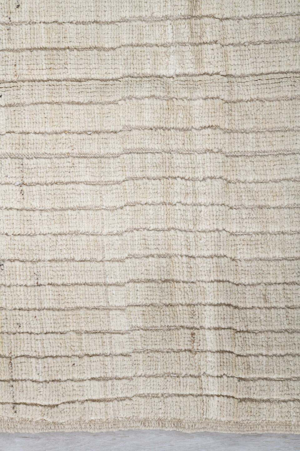 3' x 11' one-of-a-kind handmade vintage Tulu runner rug. Color palette: ivory, cream, beige, taupe, gray