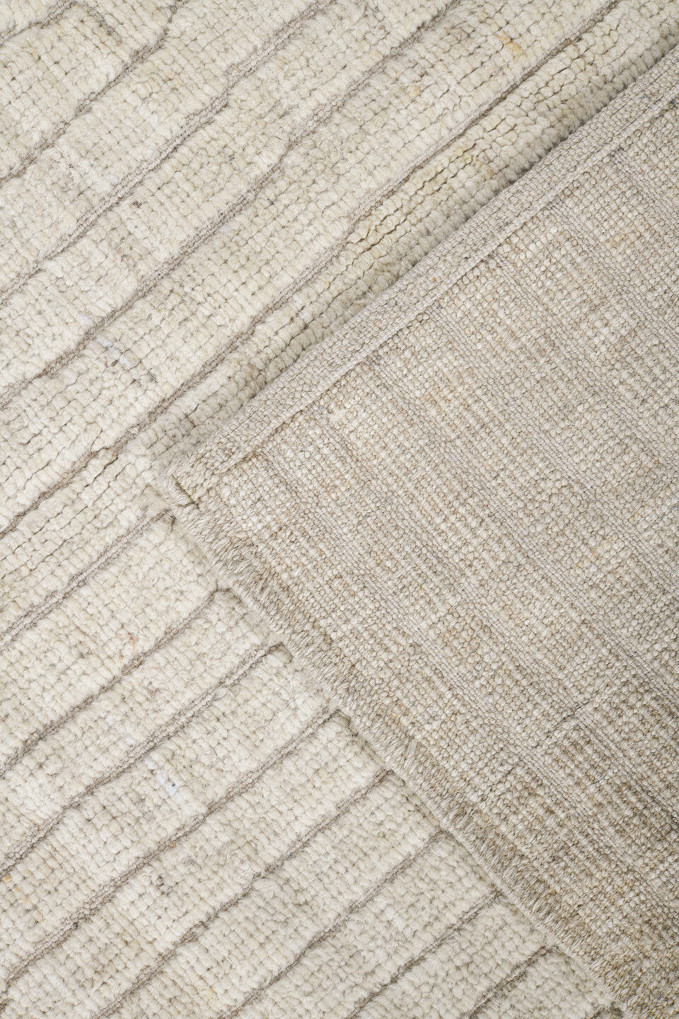 3' x 11' one-of-a-kind handmade vintage Tulu runner rug. Color palette: ivory, cream, beige, taupe, gray
