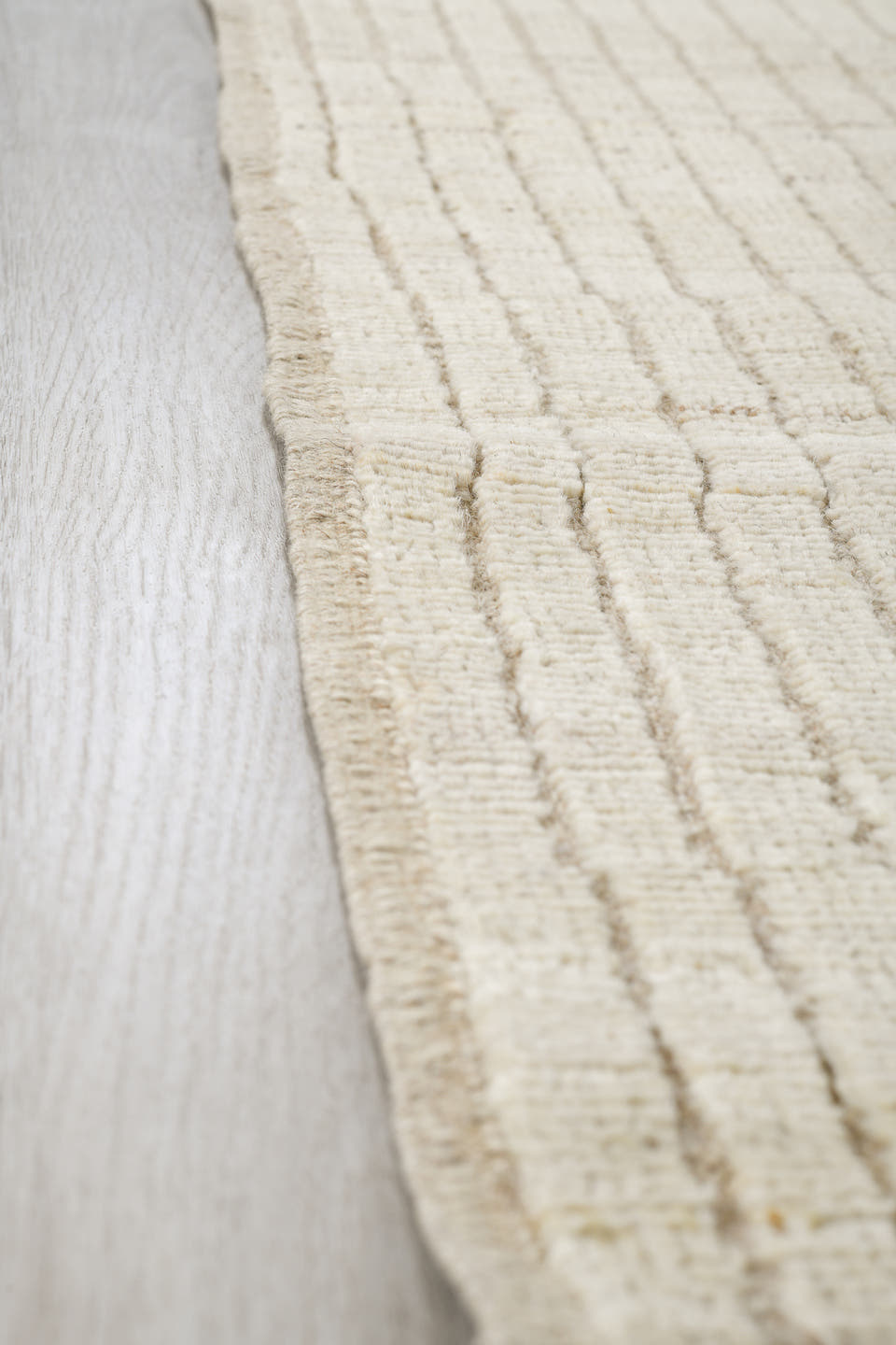 3' x 11' one-of-a-kind handmade vintage Tulu runner rug. Color palette: ivory, cream, beige, taupe, gray