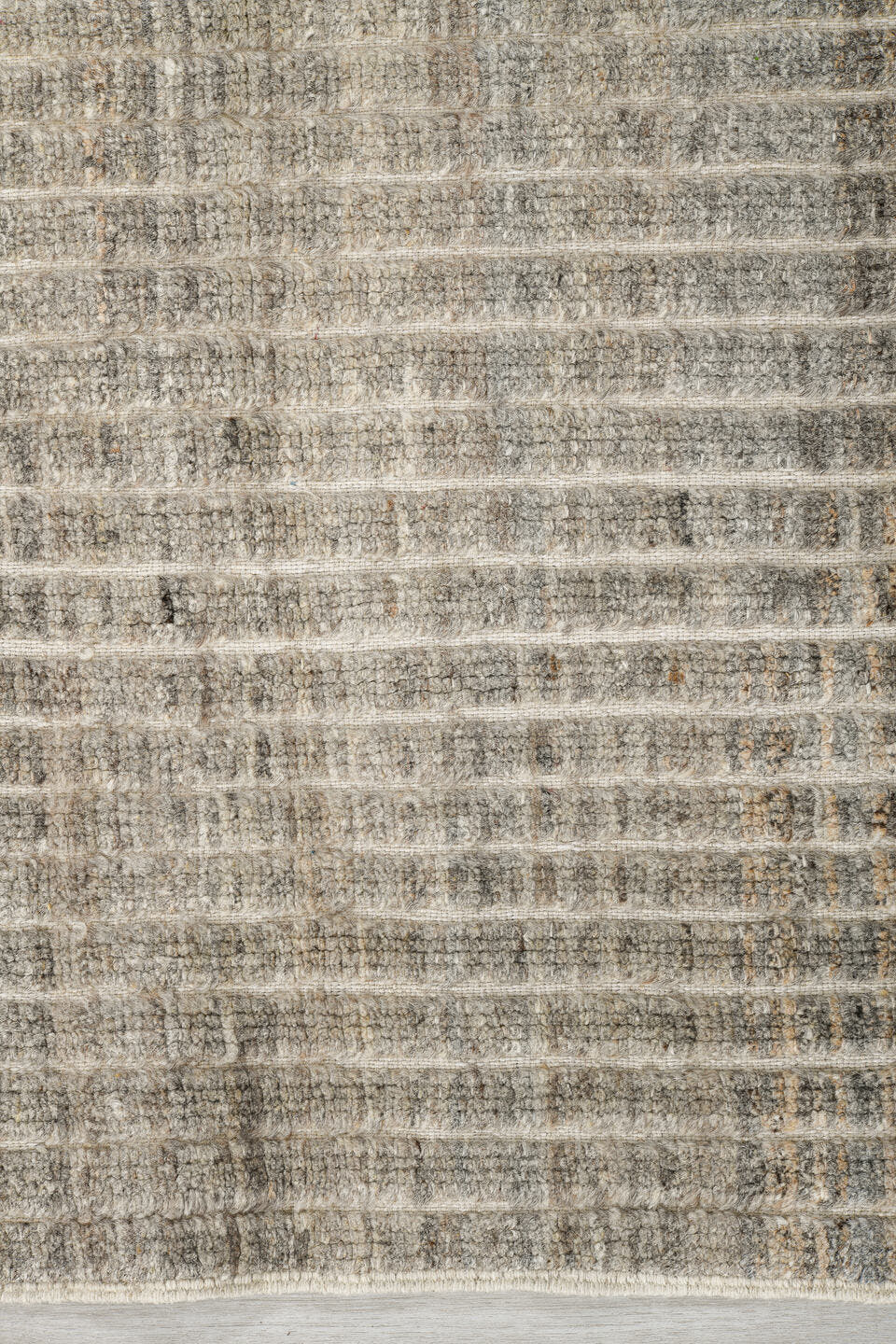 2' x 9' one-of-a-kind handmade vintage Tulu runner rug. Color palette: ivory, taupe, gray, cream, charcoal, beige, black