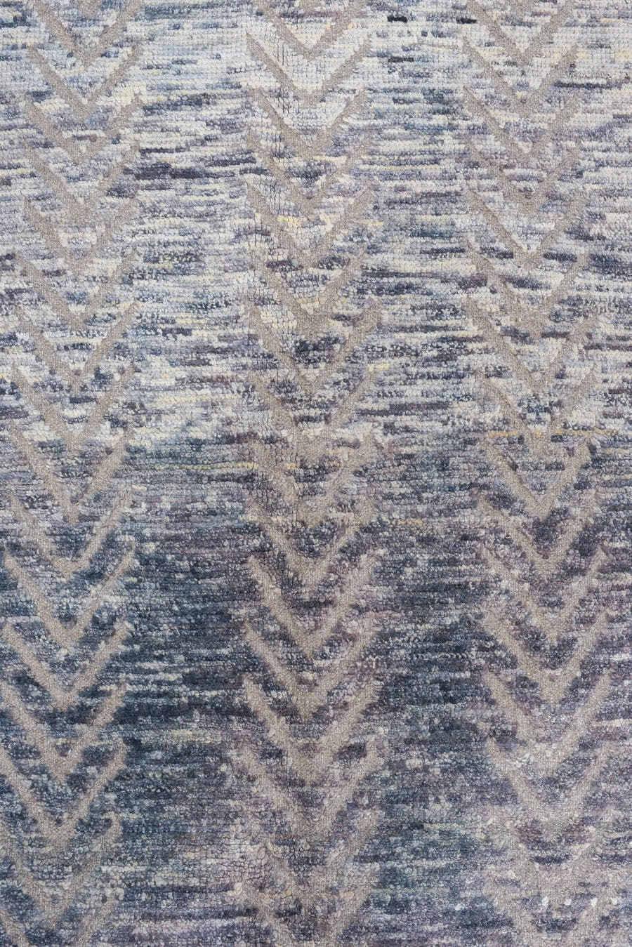 3' x 9' one-of-a-kind handmade vintage Tulu runner rug. Color palette: blue_gray, ivory, slate, taupe, silver, gray, blue