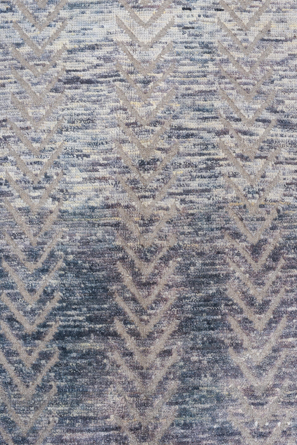 3' x 9' one-of-a-kind handmade vintage Tulu runner rug. Color palette: blue, dark gray, gainsboro, gray, light blue