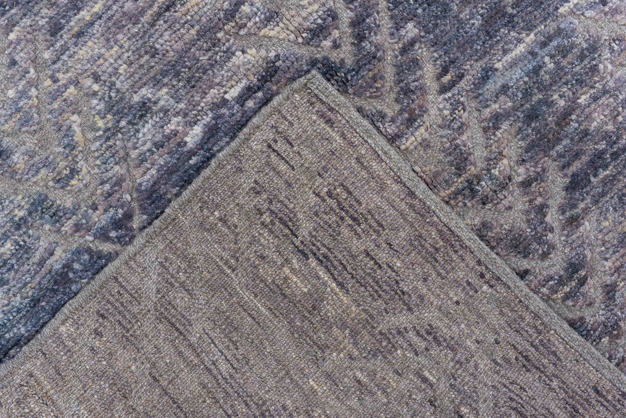 3' x 9' one-of-a-kind handmade vintage Tulu runner rug. Color palette: blue, dark gray, gainsboro, gray, light blue