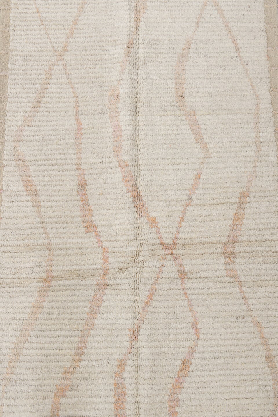 3' x 13' one-of-a-kind handmade vintage Tulu runner rug. Color palette: ivory, cream, beige, blush, taupe, pink, gray