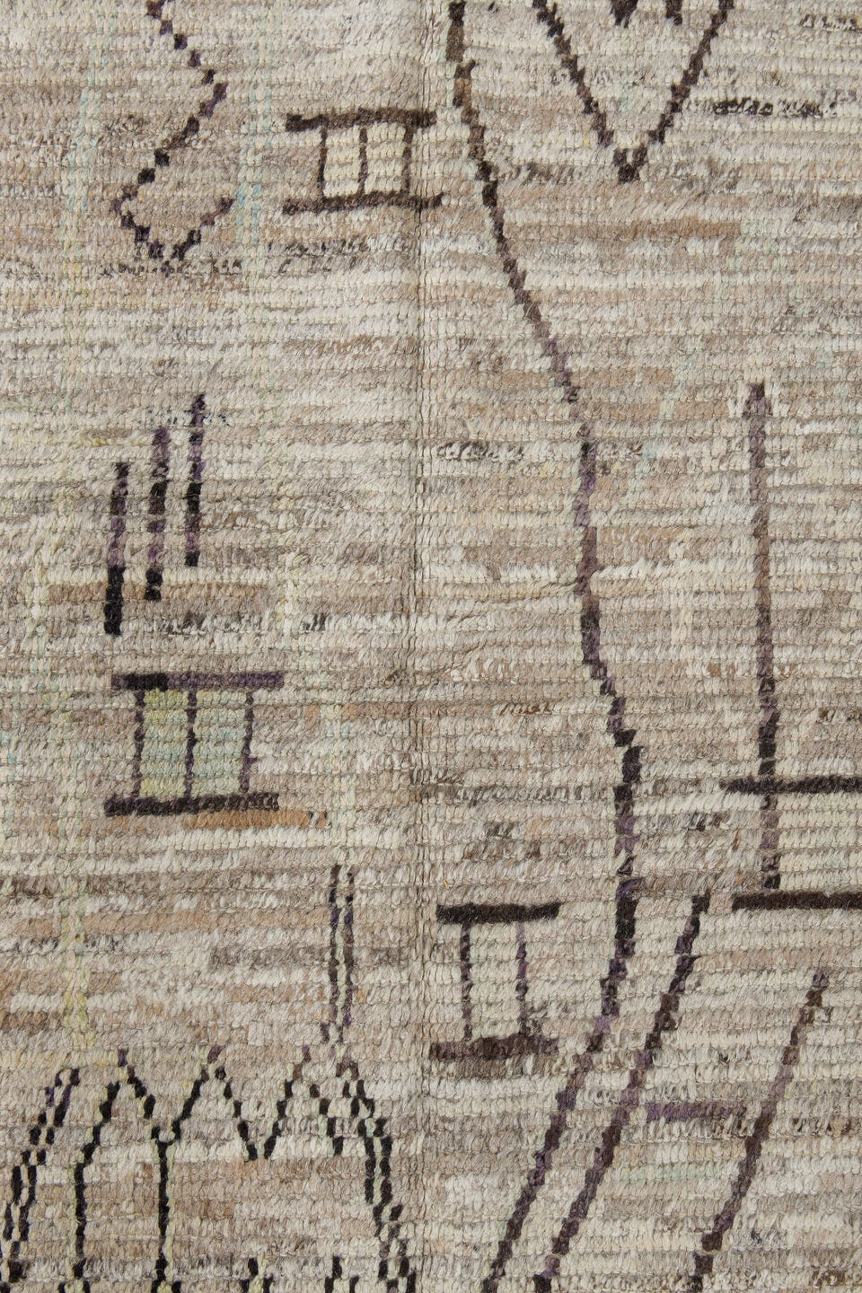 3' x 13' one-of-a-kind handmade vintage Tulu runner rug. Color palette: ivory, taupe, charcoal, beige, stone, gray, black