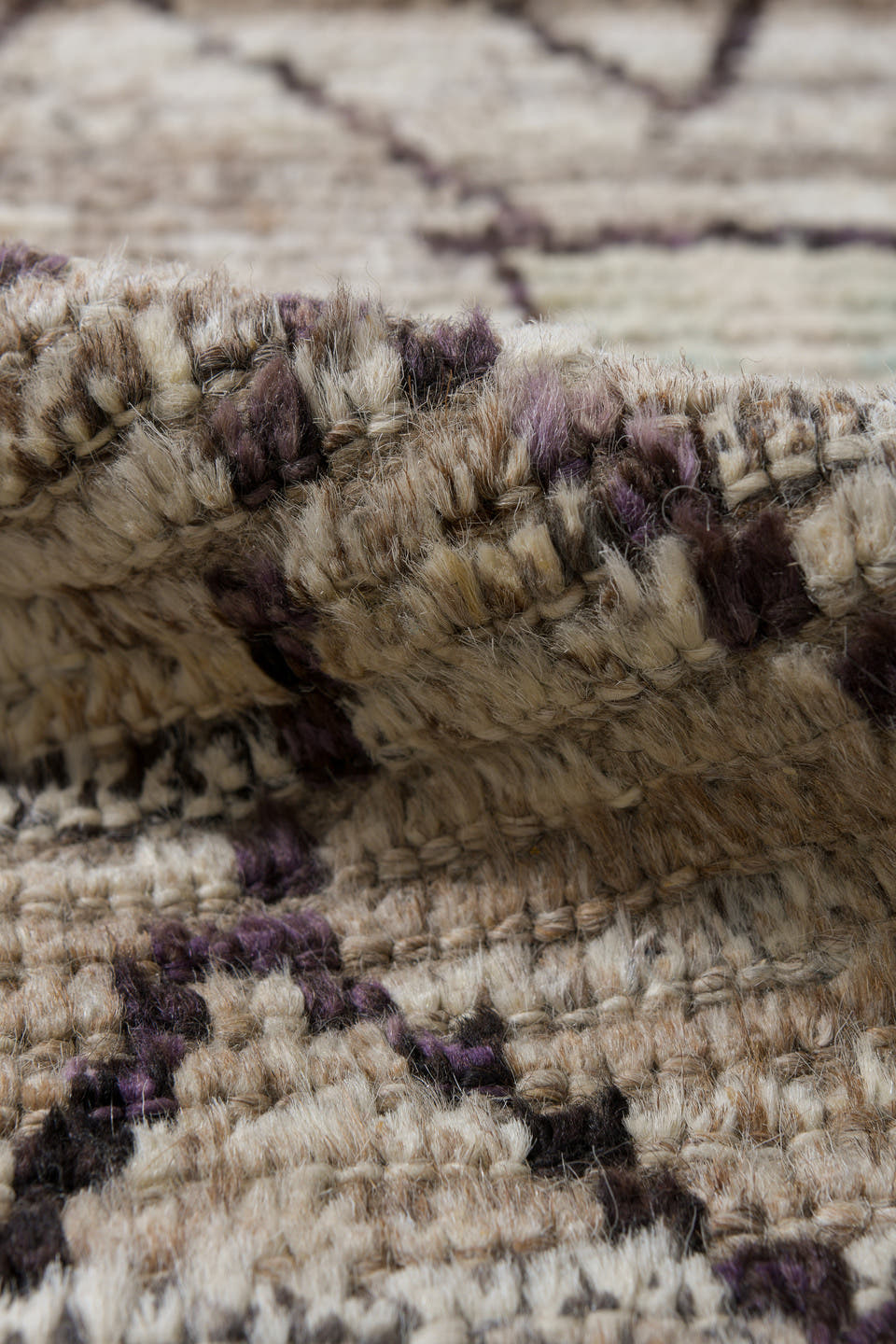 3' x 13' one-of-a-kind handmade vintage Tulu runner rug. Color palette: ivory, taupe, charcoal, beige, stone, gray, black