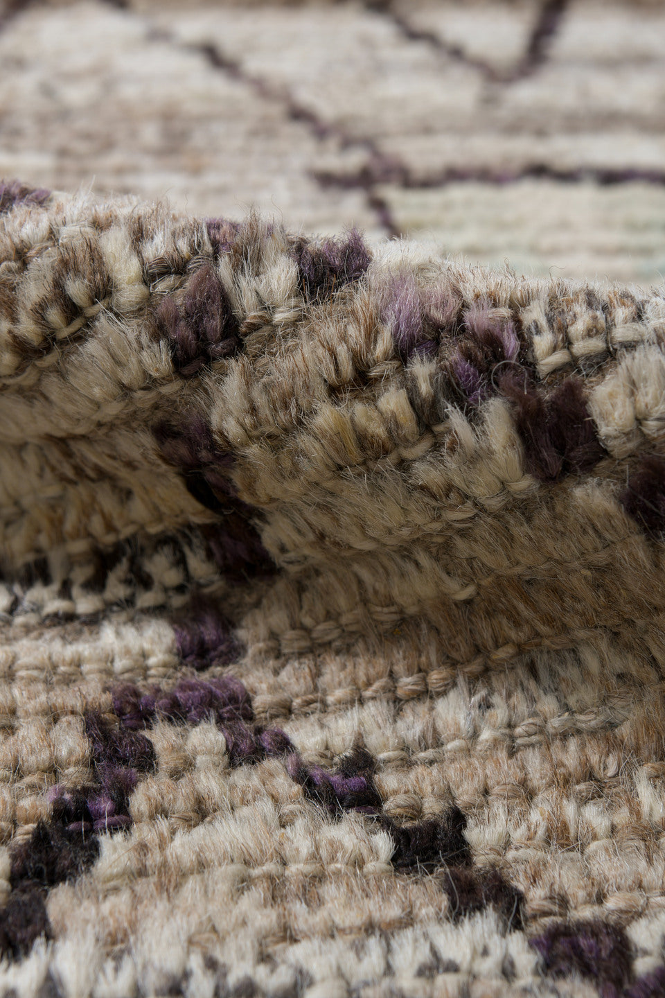 3' x 13' one-of-a-kind handmade vintage Tulu runner rug. Color palette: ivory, taupe, charcoal, beige, stone, gray, black