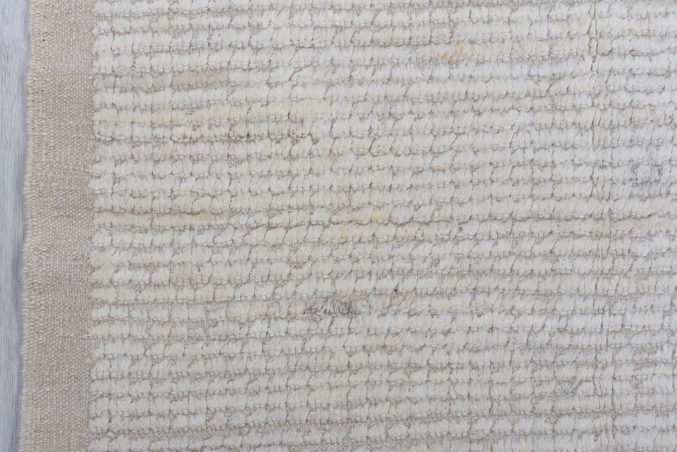 3' x 11' one-of-a-kind handmade vintage Tulu runner rug. Color palette: ivory, beige, taupe, cream, gray