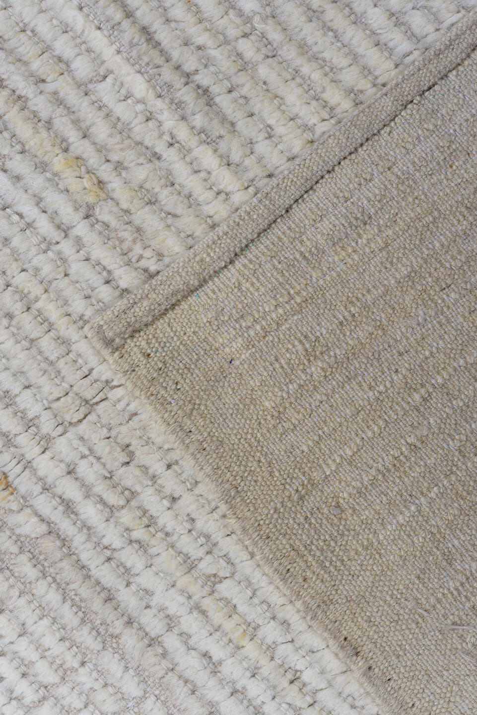 3' x 11' one-of-a-kind handmade vintage Tulu runner rug. Color palette: ivory, beige, taupe, cream, gray