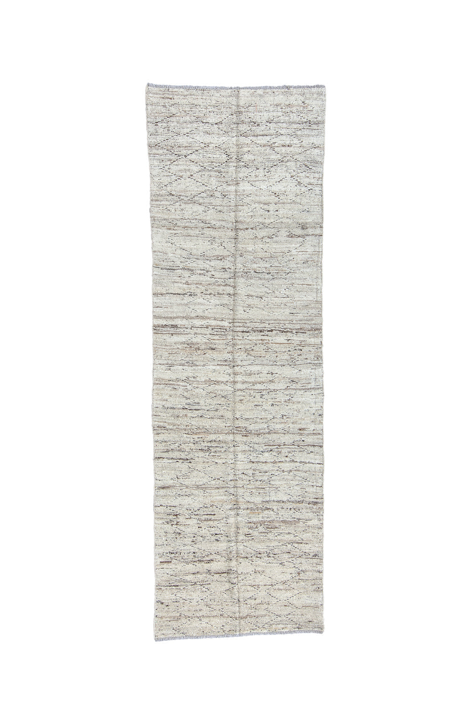 2' x 9' one-of-a-kind handmade vintage Tulu runner rug. Color palette: dark gray, gainsboro, gray, light blue, light gray