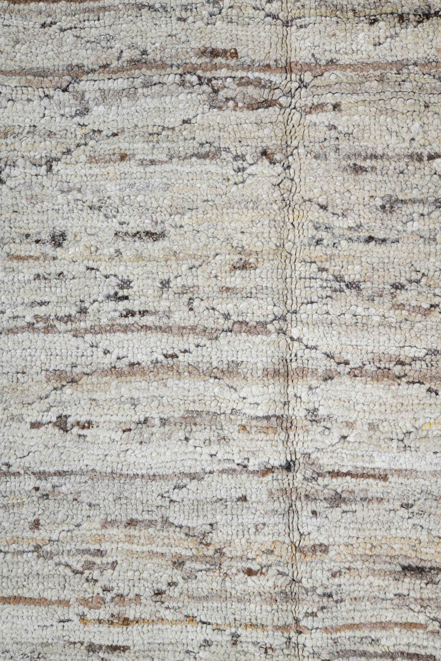2' x 9' one-of-a-kind handmade vintage Tulu runner rug. Color palette: ivory, taupe, brown, gray, beige