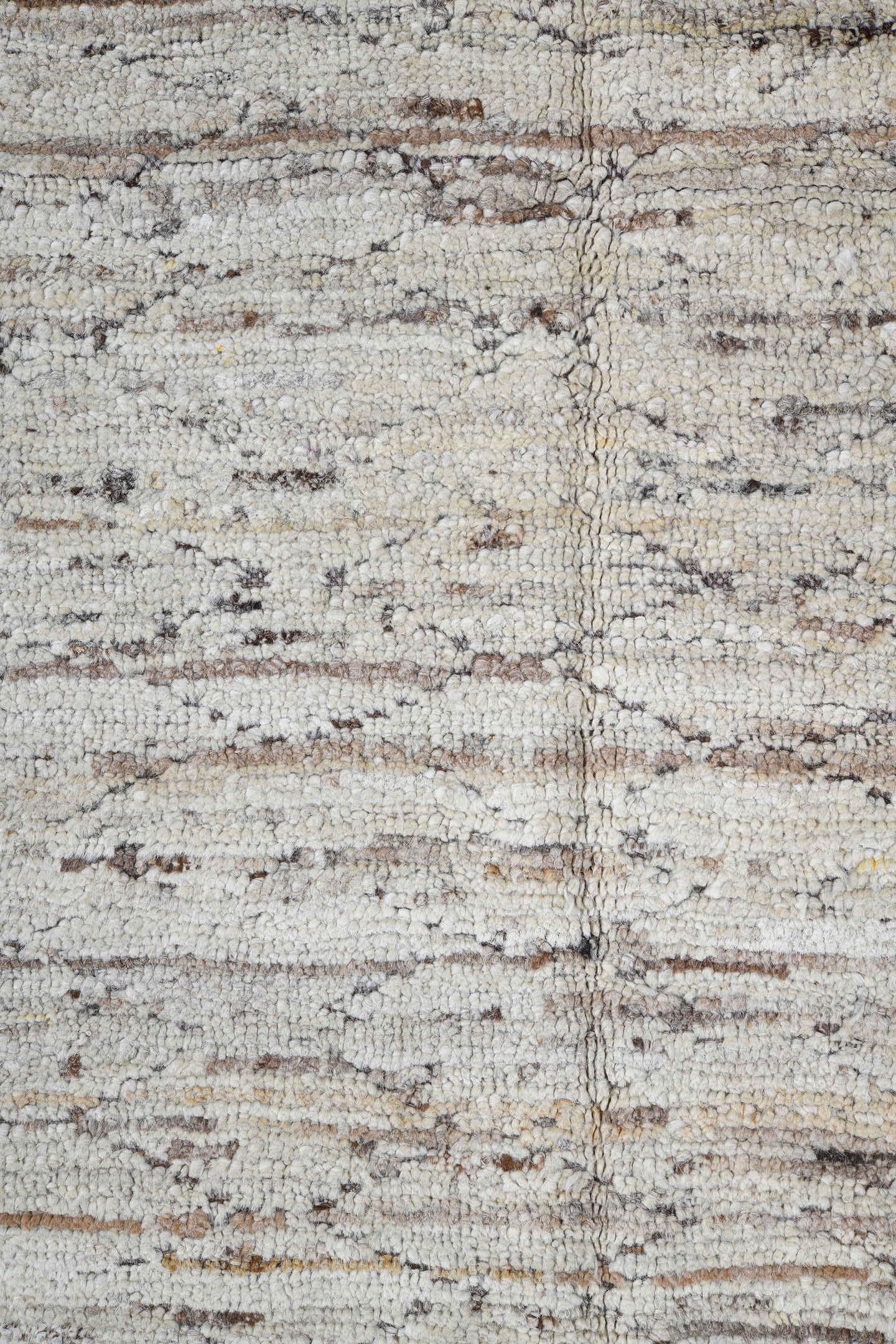 2' x 9' one-of-a-kind handmade vintage Tulu runner rug. Color palette: ivory, taupe, brown, gray, beige