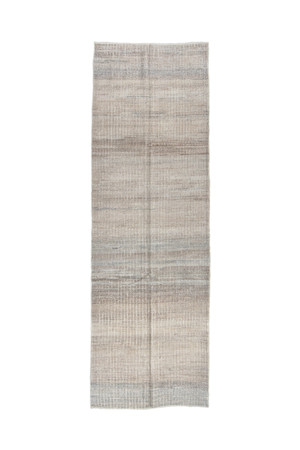3' x 9' one-of-a-kind handmade vintage Tulu runner rug. Color palette: black, dark gray, dim gray, gainsboro, gray