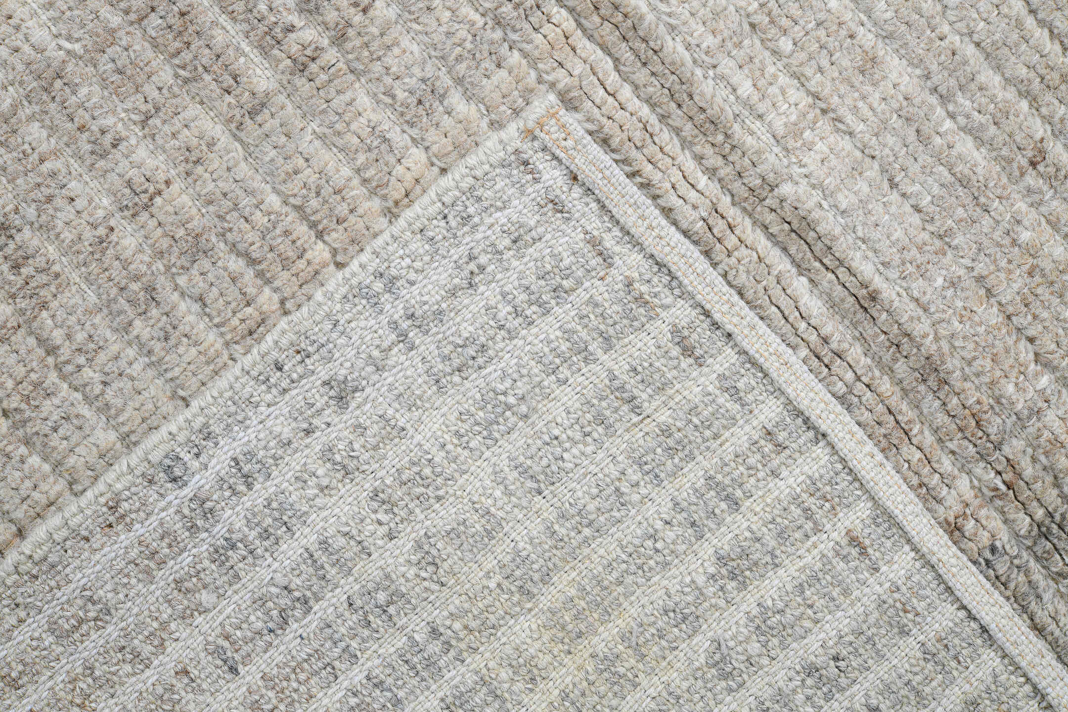 3' x 9' one-of-a-kind handmade vintage Tulu runner rug. Color palette: ivory, taupe, light_gray, beige, greige, gray